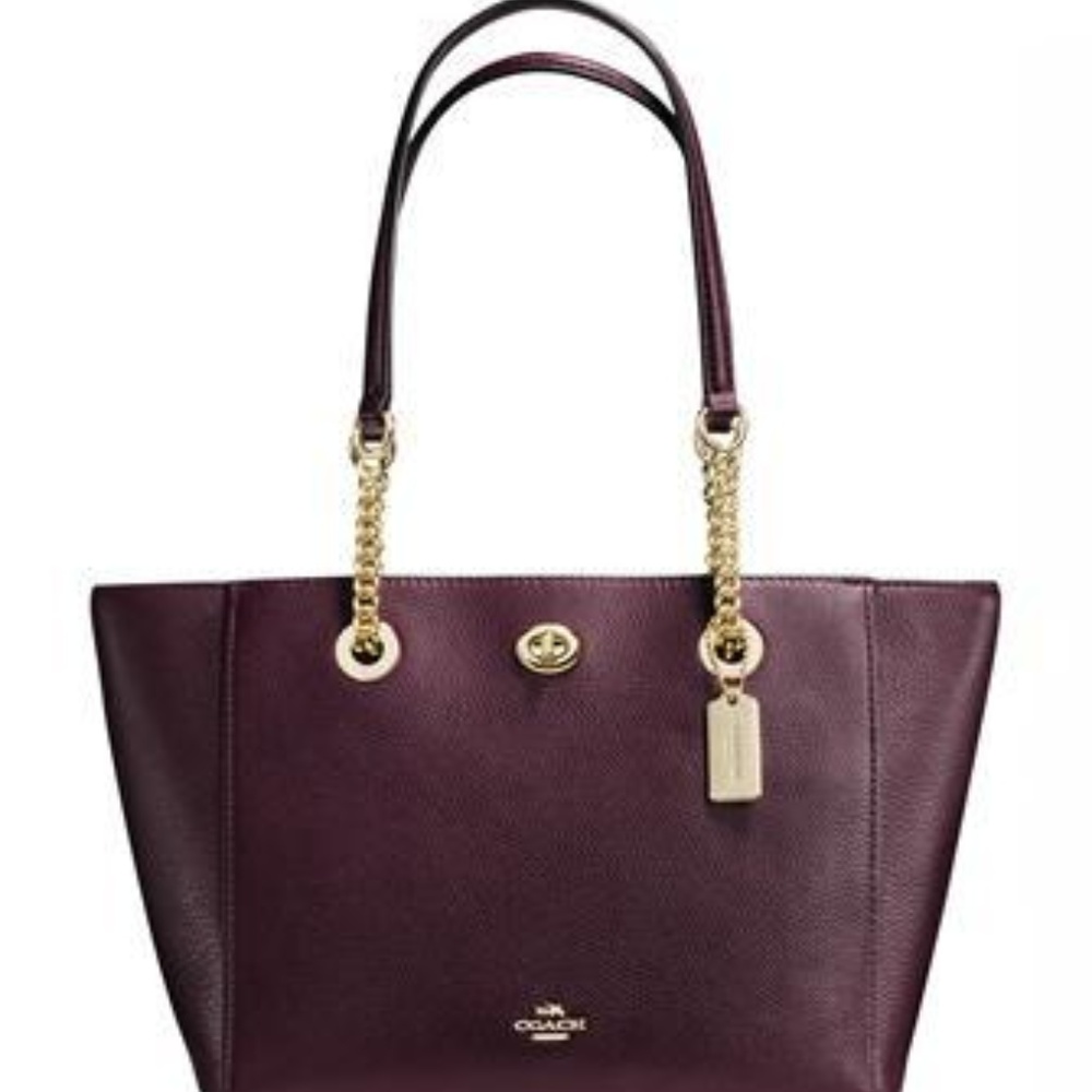 BUNDLED! Coach Pebble Leather Turnlock Tote 27 - Picture 1 of 3